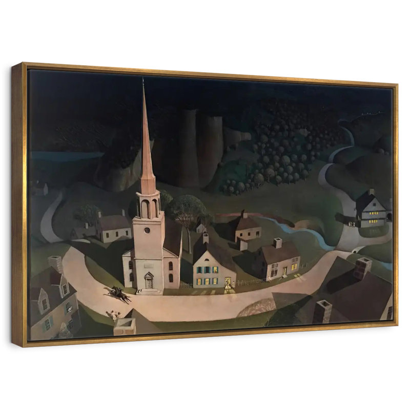 Tour de minuit de Paul Revere, 13 po x 9 po, Cadre flottant doré
