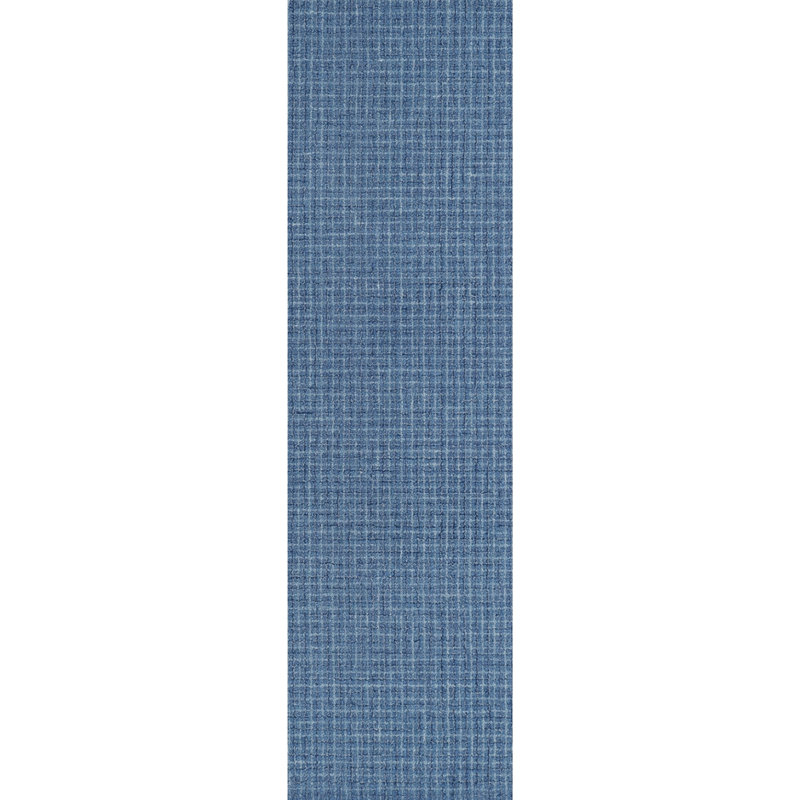 Bryn Hand Tufted Wool Abstract/Houndstooth Area Rug in Indigo/White, Runner 2'6" x 8'