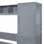 Lit escamotable double pleine grandeur avec placard et tiroirs, gris