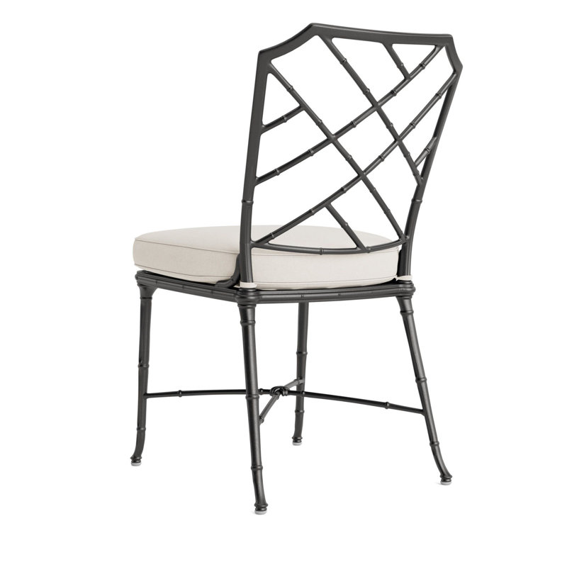 Calcutta Outdoor Dining Side Chair, Tan, Textured Pewter, Fusion Natural