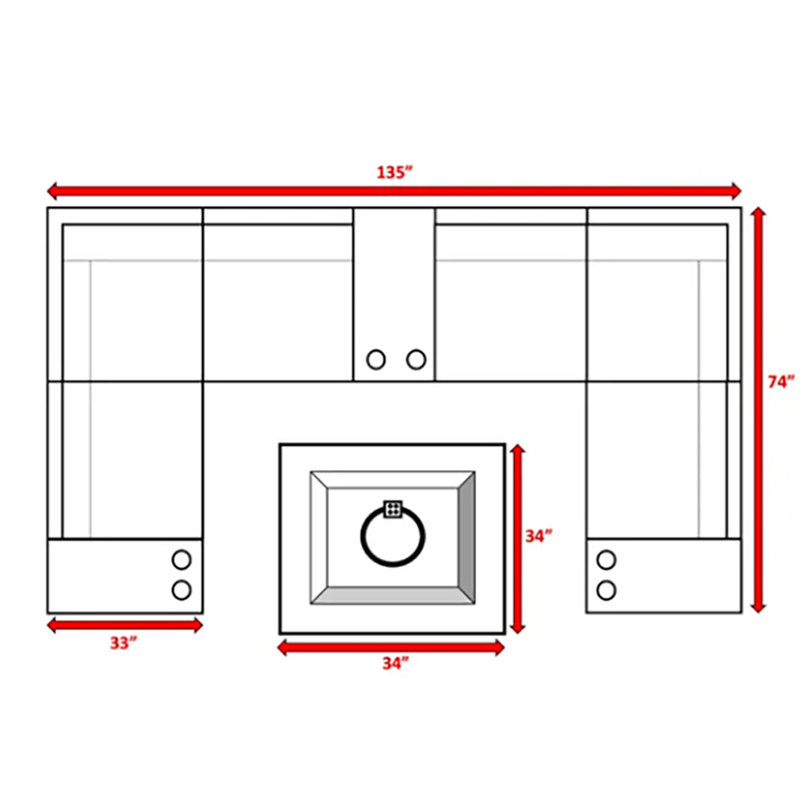 Ensemble de conversation d'extérieur pour 4 personnes avec coussins Widener