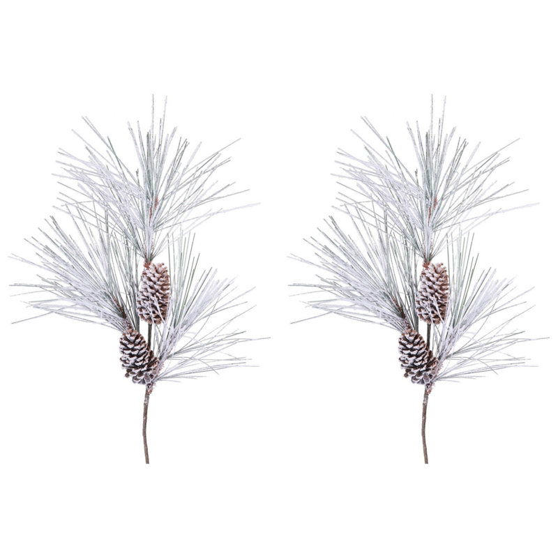 Flocked Long Needle Pine Spray (Set of 4)