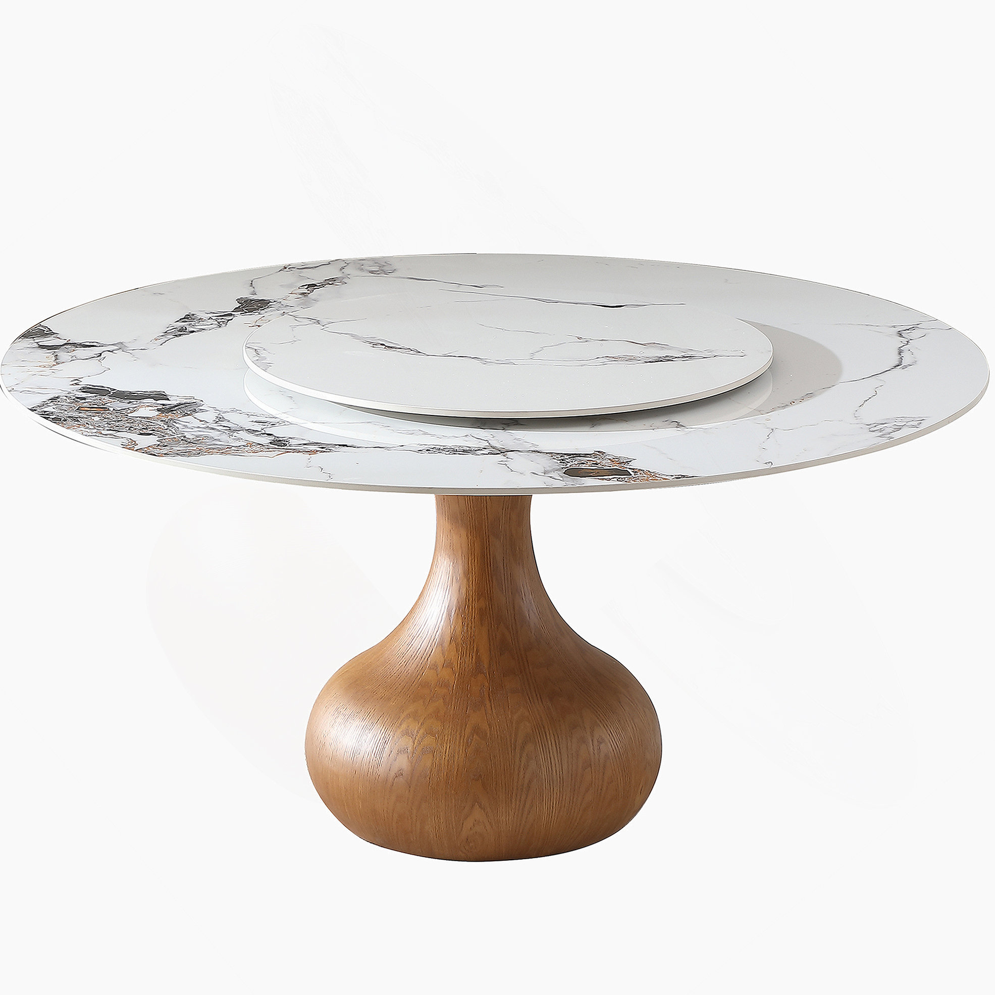 Hokku Designs 53" Round Sintered Stone Dining Table With Modern Marble ...
