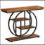 Console industrielle de 41,3 pouces avec 4 tablettes de rangement à 4 niveaux, structure en métal circulaire unique pour les entrées et les salons modernes-1058851650