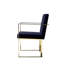 Fauteuils de salle à manger/chambre à coucher modernes en velours capitonné Dexter – Fauteuils d'intérieur avec pieds en acier doré ou argenté – Idéal pour la salle à manger, la chambre ou le salon – Velours bleu marine et pieds dorés-789448251