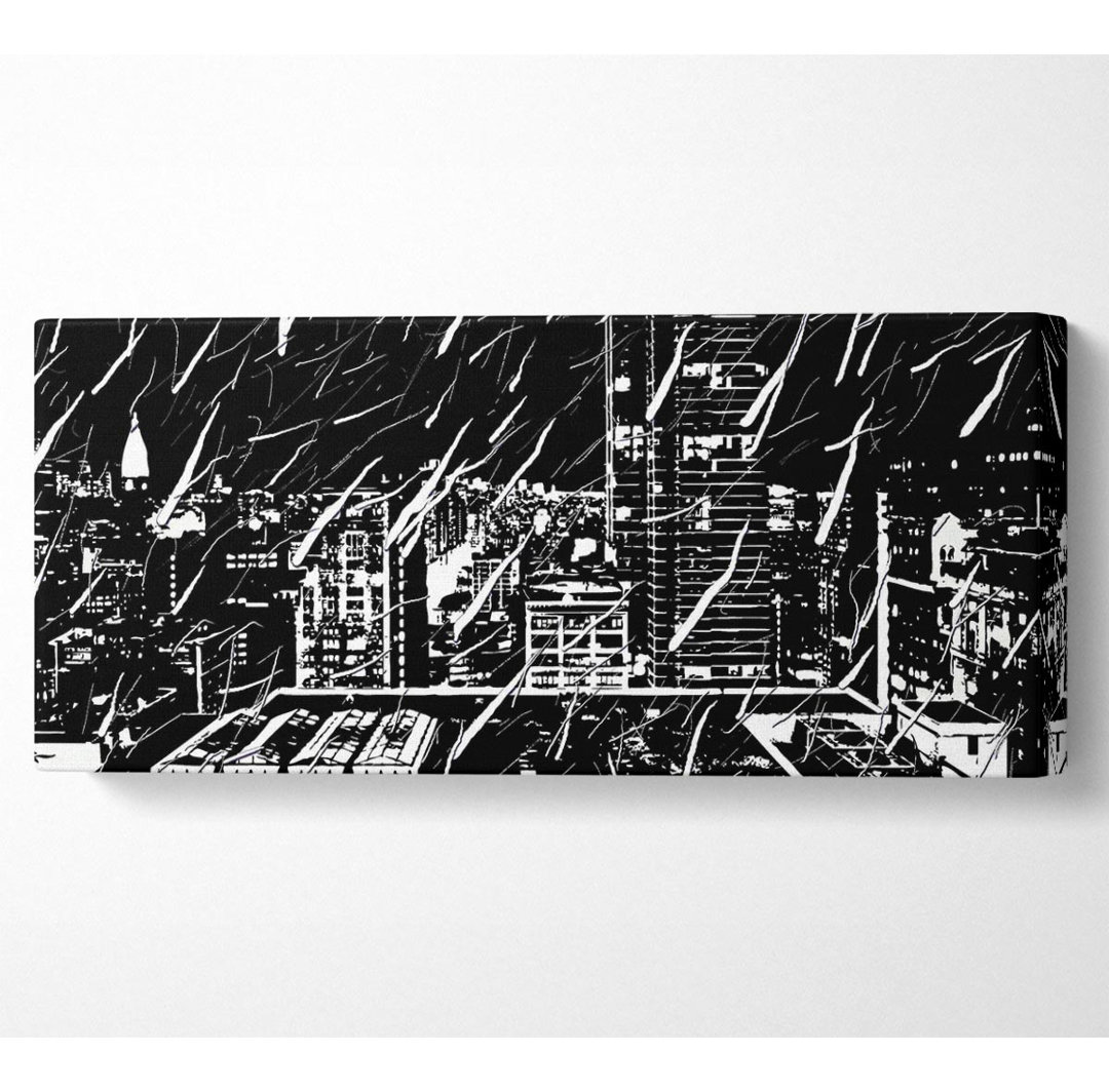 Stadtillustration B N W - Kunstdrucke auf Leinwand