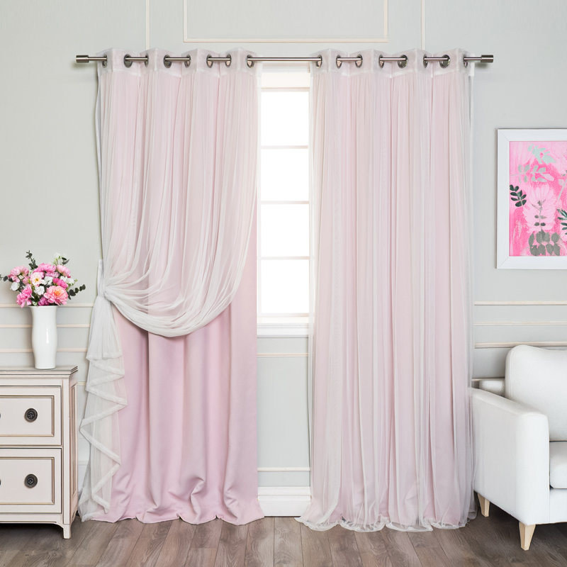Panneau coulissant en polyester Natascha, l 52" x L 84", Rose bonbon