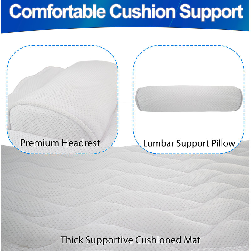  Coussin de bain ergonomique pour tout le corps et tapis avec maille 5d Air - Coussin de baignoire pour le cou, les épaules et le dos, séchage rapide, antidérapant et lavable à la machine, comprend un sac de lavage en filet