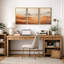"Abstract Landscape", "Vibrant Warm Orange Brown Mountains", art mural moderne minimaliste simple, impression sur toile encadrée, 3 pièces, art mural "16" x 24 "x 3 pièces, 24" x 36 "x 3 pièces-91260000-119385187