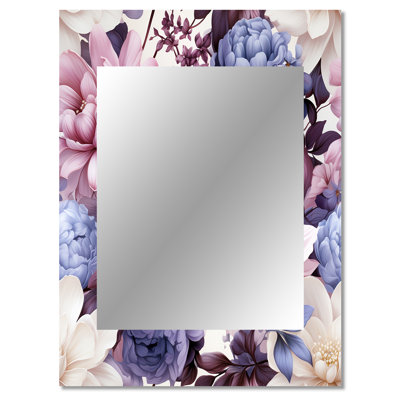 Acierno Blue And Purple Blooming Chrysanthemum Flowers - Floral Unique Wall Mirror Decor, Cottage Large Mirror, Printed Metal Art