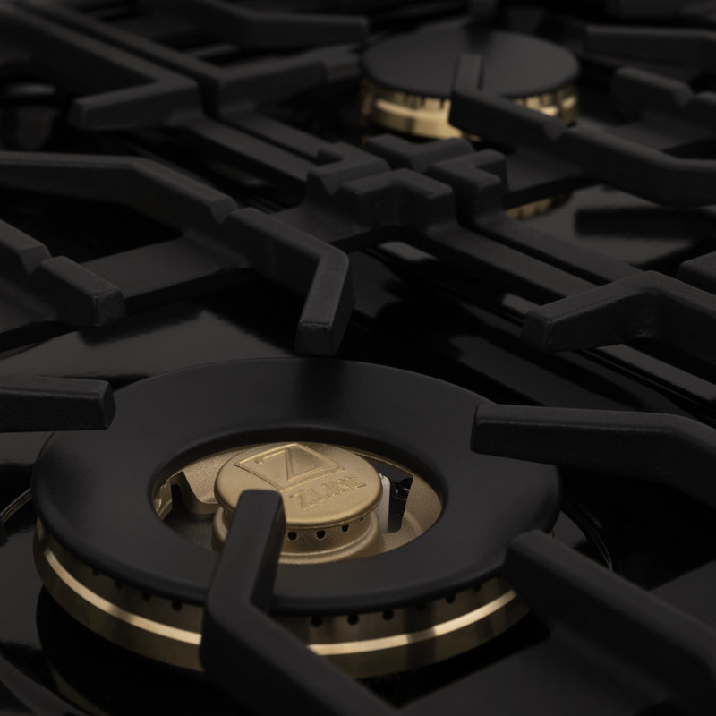 ZLINE 48" Black Stainless Steel Gas Cooktop with 7 Burners