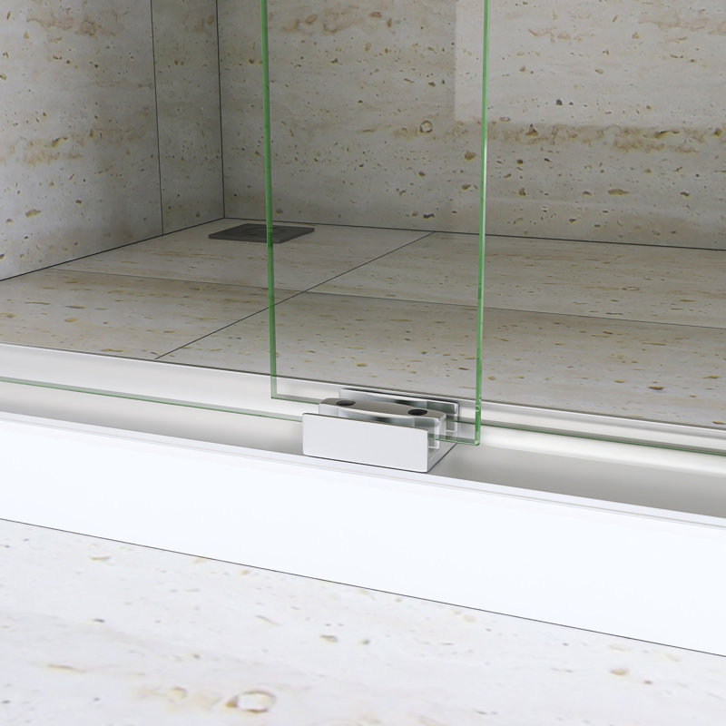 Porte de douche coulissante en aluminium à finition nickel brossé l 44 à 48 po x H 72 po, Nickel brossé