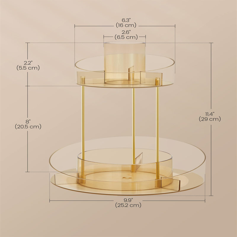 Aynor Plastic Makeup Organiser, Gold