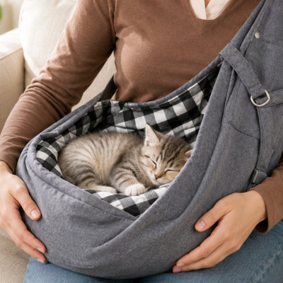 Adjustable Front Pet Carrier Sling with Wide Shoulder Strap and Storage Pocket for Cats and Small Dogs