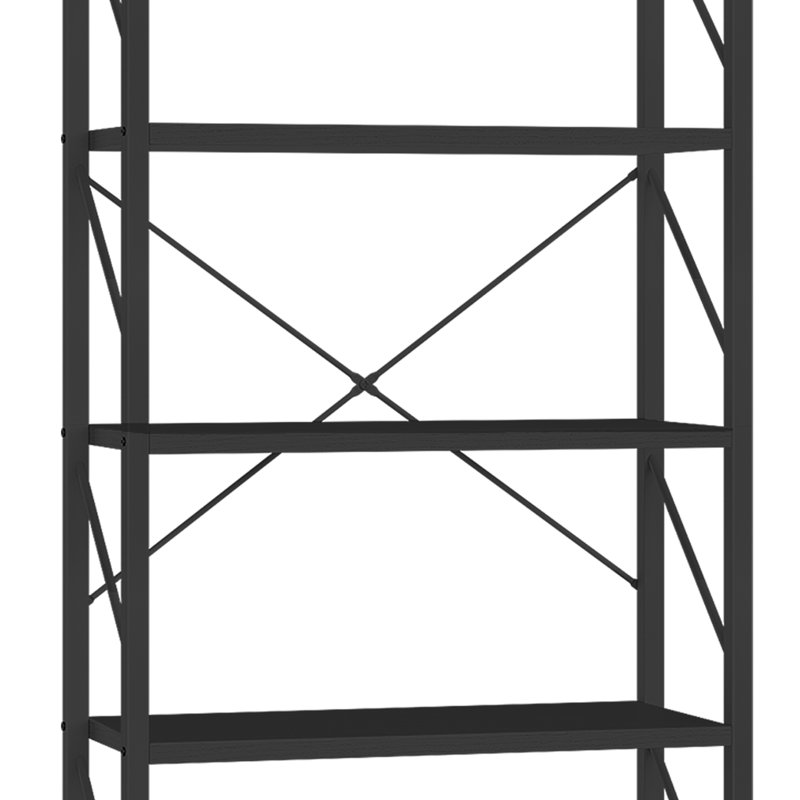 Bibliothèque industrielle à 5 niveaux, bibliothèque autoportante blanche avec structure en métal, étagère de rangement ouverte