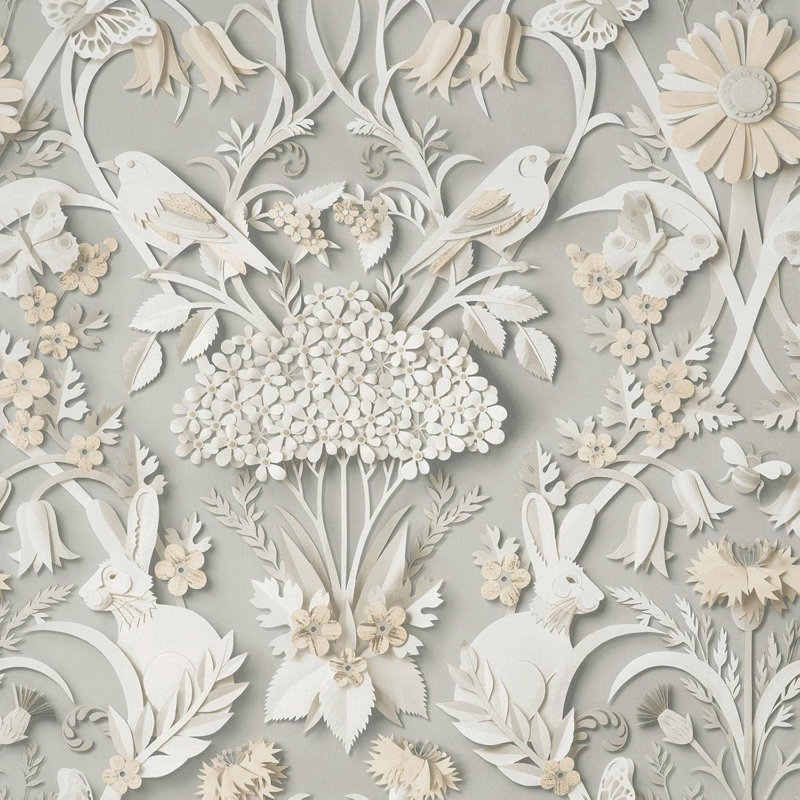 Elegant Woodland Soft Grey Washable Wallpaper