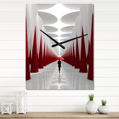Horloge murale rouge et blanche Path To The Dream I