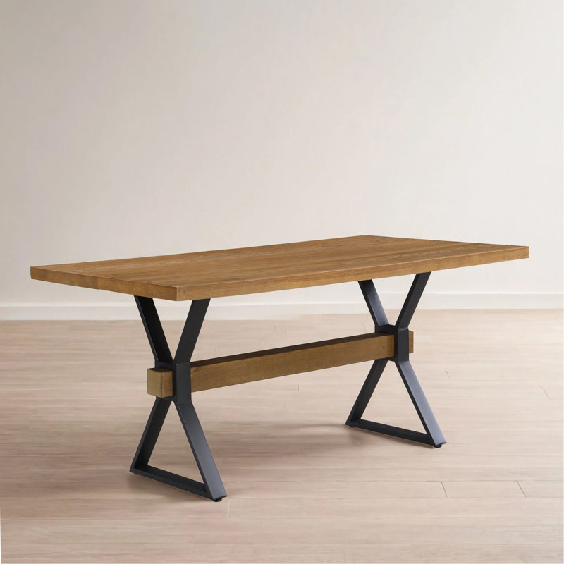 X-Shaped Legs Dining Table (Brown), Brown