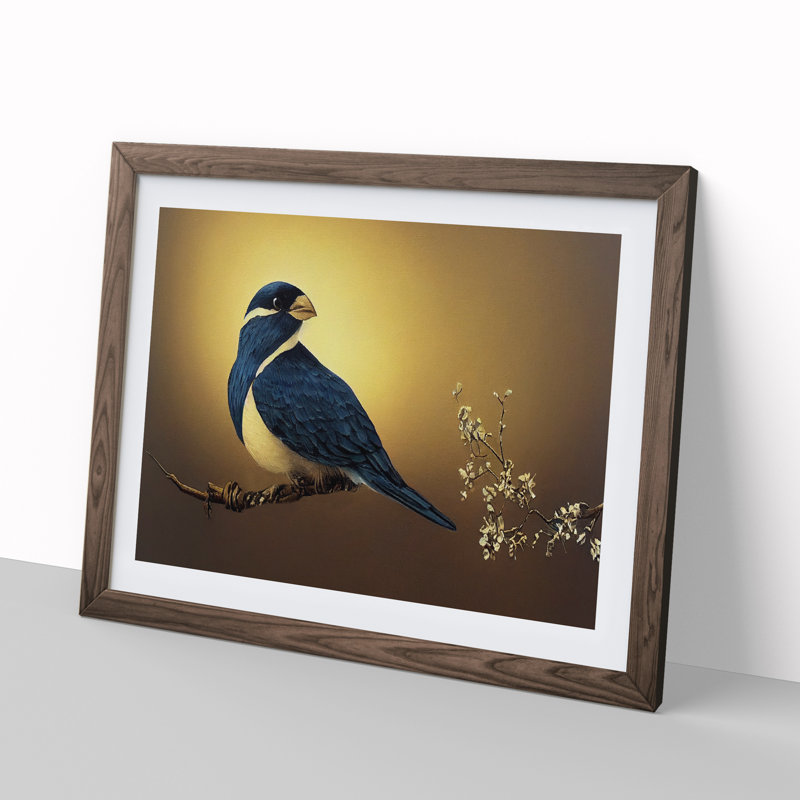 Contemporary Bird - Framed Print, 34cm H x 46cm W x 2cm D, Walnut