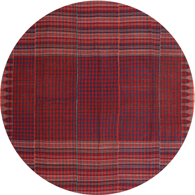 Tapis de zone rouge/rose contemporaine, Rond 4 pi