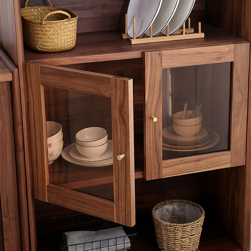 Simple solid wood glass pantry sideboard