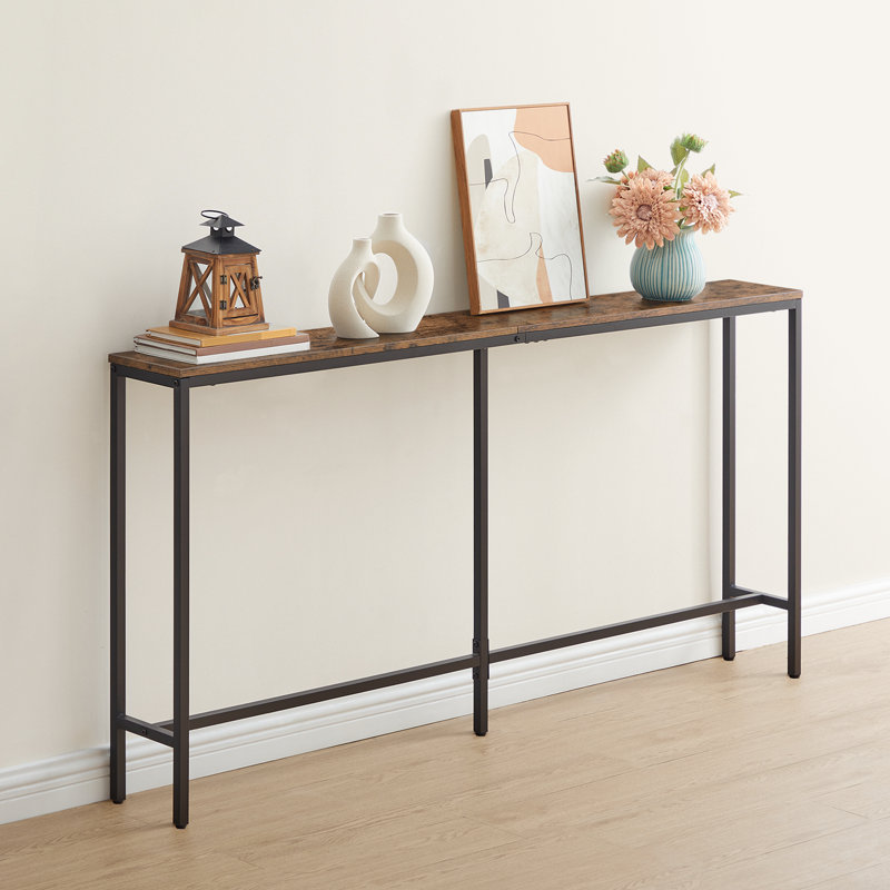 Prebo Console Table Narrow Long Sofa Table, 31.7" H x 47.2" W x 7.9" D, Rustic Brown