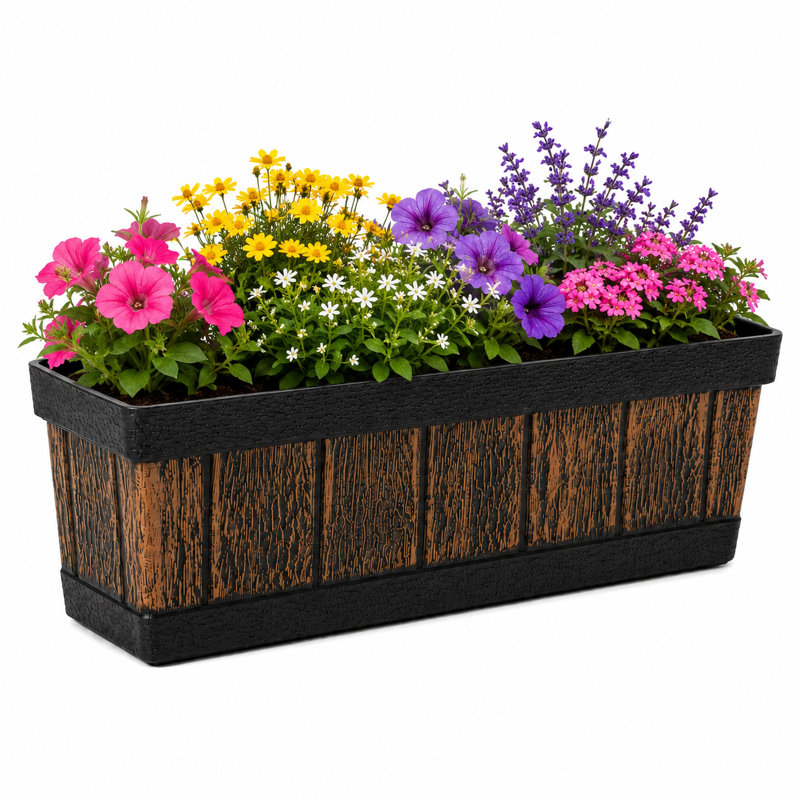 Boîte à fleurs en plastique Sesser, H 5,75 po x l 18,50 po x P 7 po