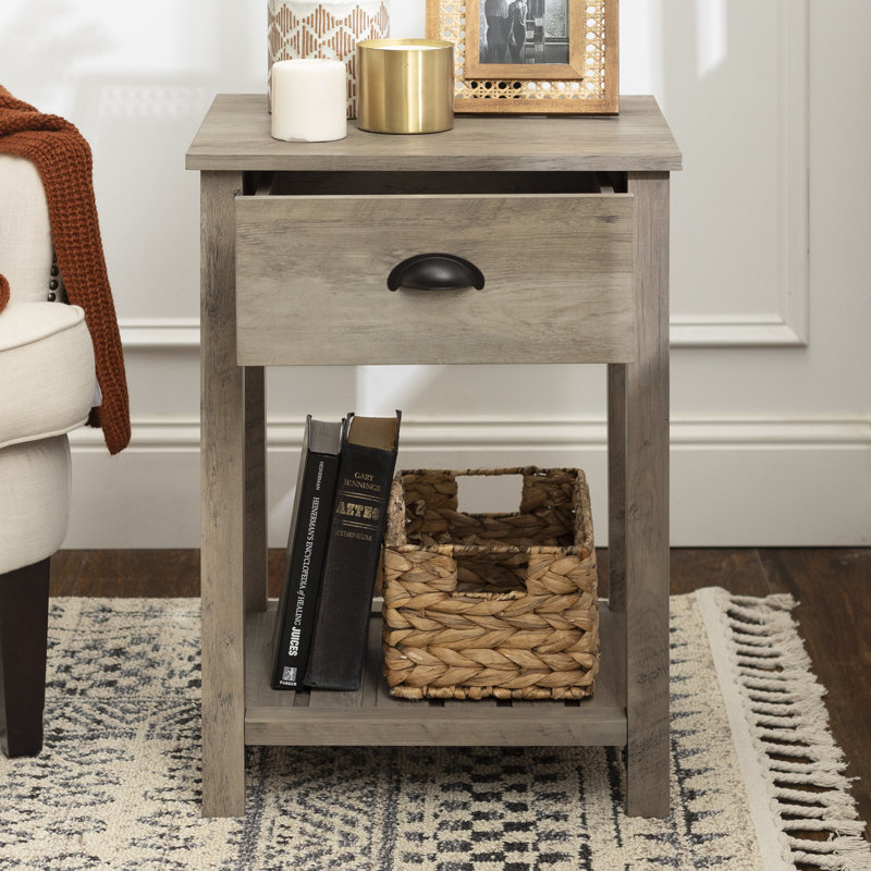 Cadhla 1-Drawer Nightstand with Open Shelf, Gray Wash