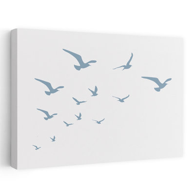 Seagulls White Background Abstract Bold Minimalist Seagull Bird Fish Coastal Wall Art