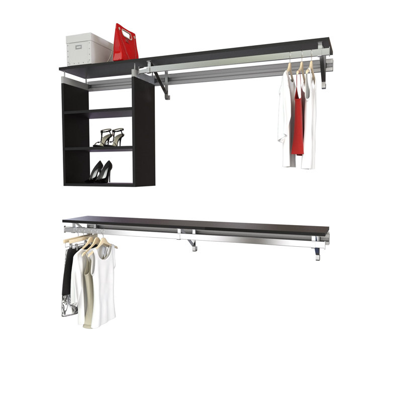 Tablette double avec tablettes réglables, Espresso, H 36,5 po x l 68 po x P 12,25 po