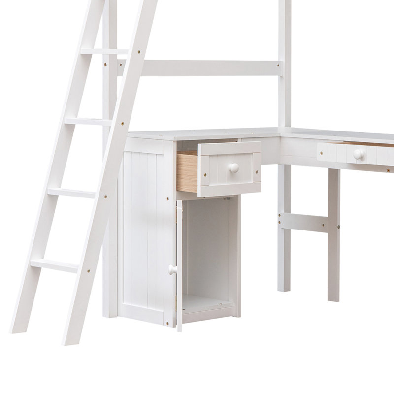 Lit mezzanine simple pour enfants Heinman, Blanc