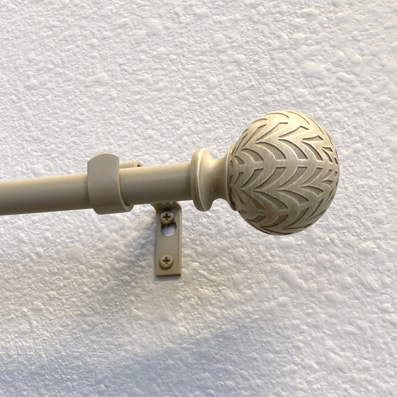 Damarys Metal Adjustable Single Curtain Rod, 2" H x 48" W x 4" D, Weathered Grey