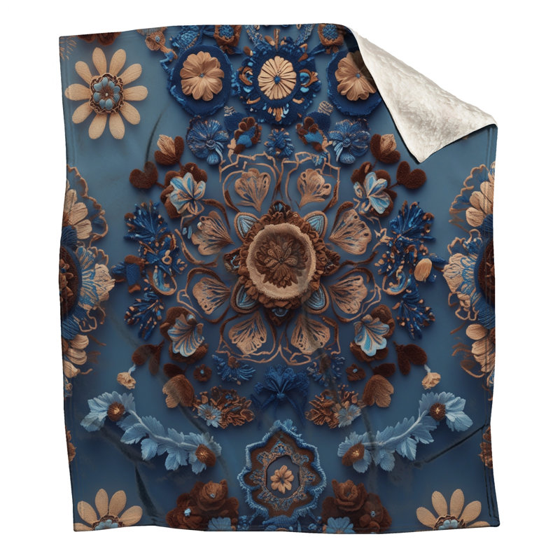 Couvertures de broderie florale complexe, 60in W x 80in H