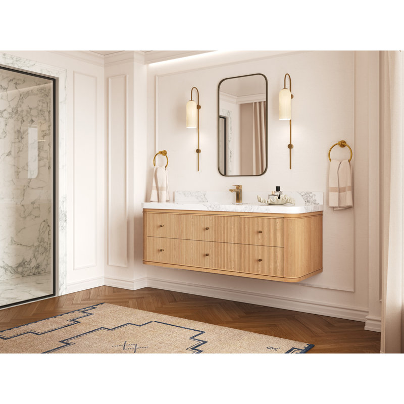 Chêne flottant Hampton X P 22 po De salle de bain Quartz, Noir Calacatta