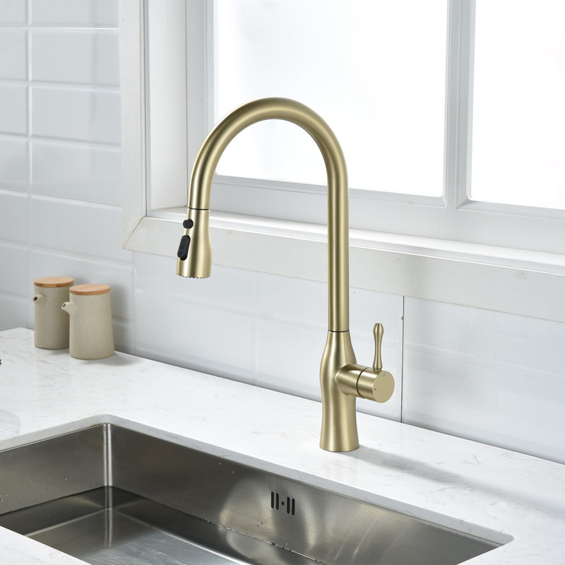 Robinet de cuisine rétractable Rainlex, Or brossé