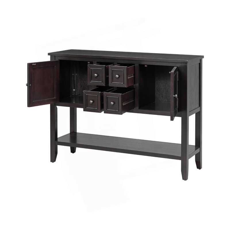 Cambridge Series  Ample Storage Vintage Console Table With Four Small Drawers And Bottom Shelf For Living Rooms, Entrances And Kitchens