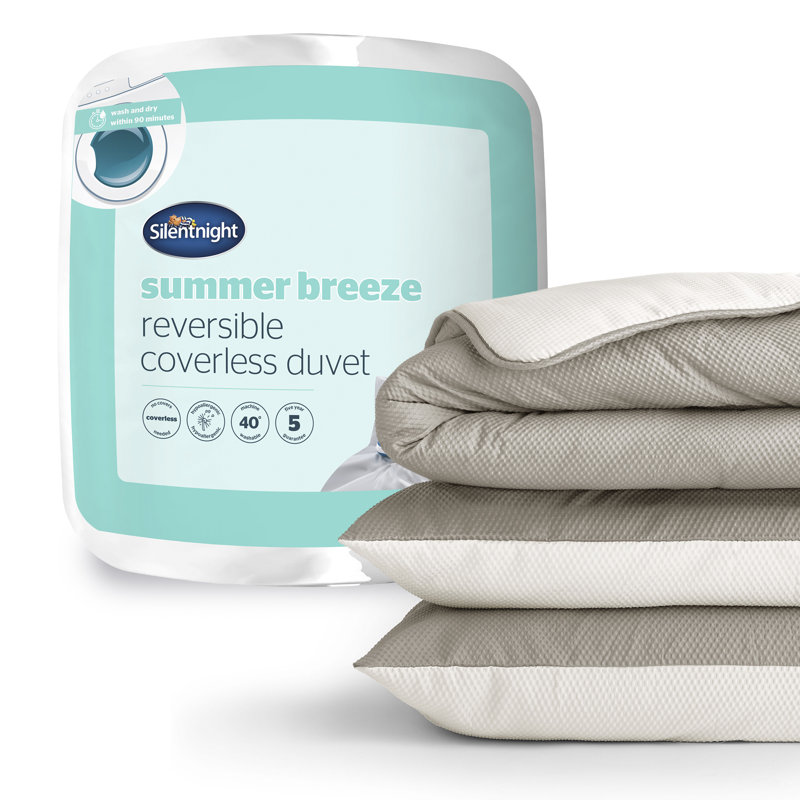 Silentnight Summer Breeze Duvet And Pillowcase Set, 2.5 Tog, Lightweight and Cool, Single, Blue/Grey