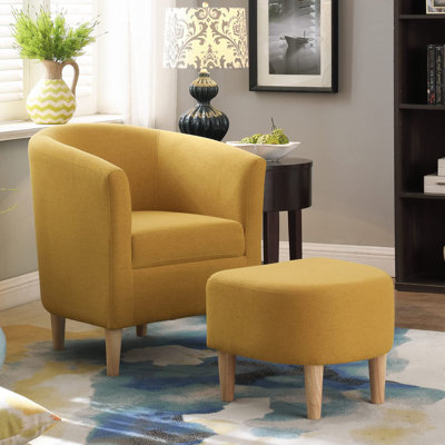 Fauteuil demi-tonneau rembourré de 27 po de large avec repose-pieds