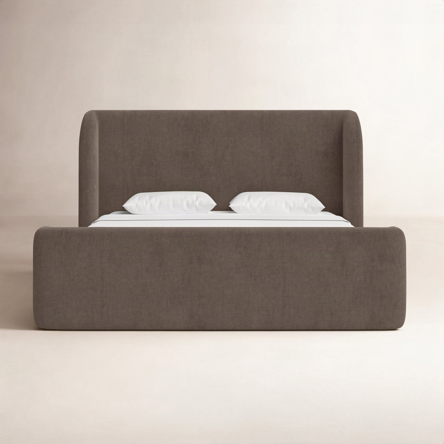 Upholstered Storage Wingback Bed, King, Dark Brown