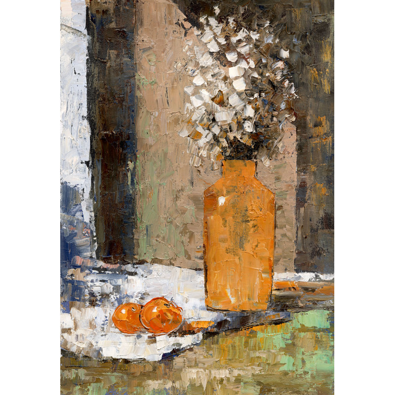 Flower Orange Vase - Wrapped Canvas Painting, 91cm H x 61cm W x 3.8cm D