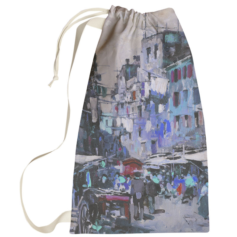 Macintyre Fabric Laundry Bag with Handles, Small ( 64" H x 20" W x 1.5" D), Blue