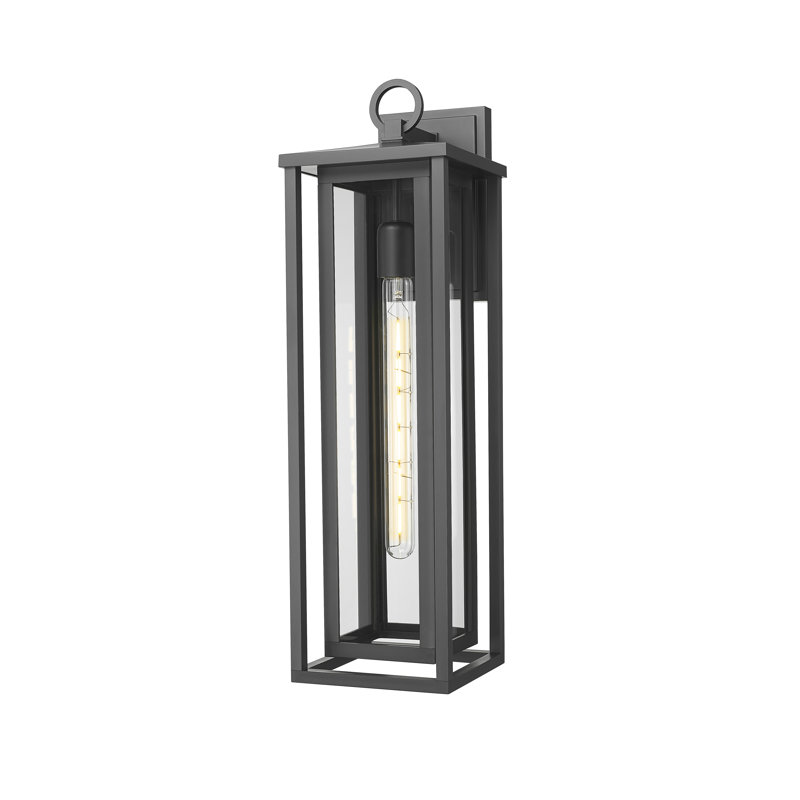 Ashland 1-Light 8" Matte Black Coastal Outdoor Sconce With Clear Glass, Clear, 23, Matte Black