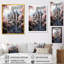 Château de conte de fées rose et gris - Art mural fantastique-441341113-407603854