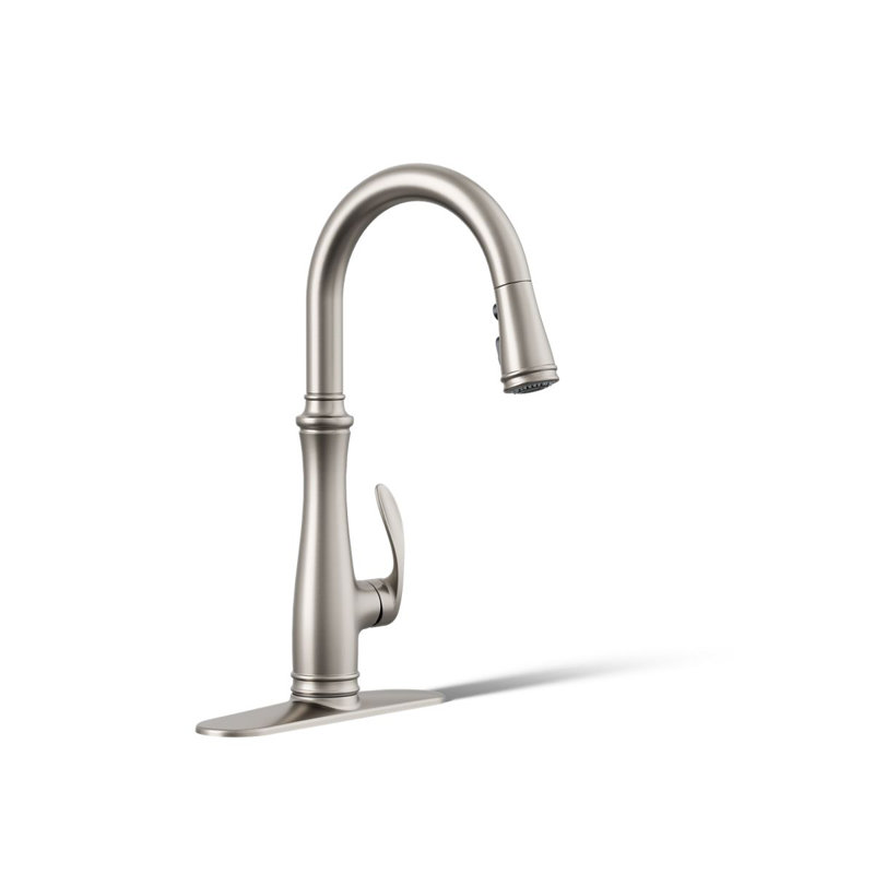 Bellera Pull Down Single Handle Kitchen Faucet with Handle and Supply Lines, Vibrant Stainless