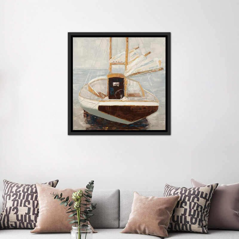 «Home for the Night» par John Burrows, H 37 po x l 37 po x P 1,5 po, Toile avec cadre noir patiné