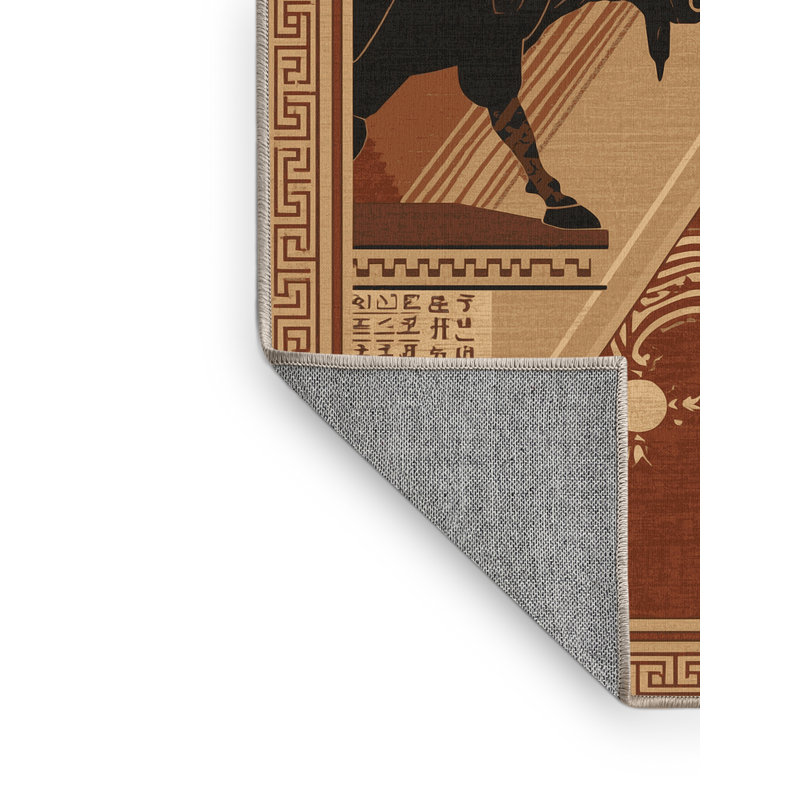 Tapis oriental traditionnel brun / beige lavable à la machine Glendale, 3 x 5