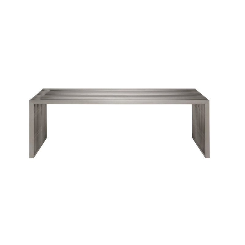 Banc en métal Waybury, Acier inoxydable brossé, H 17 po x l 55 po x P 16 po