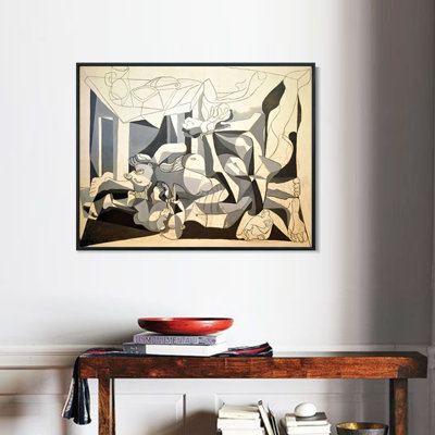 Reproduction d'art sur toile encadrée (9) de Pablo Picasso, style giclée, pour salon, bureau ou maison (cadre noir fin, 61 x 81 cm).
