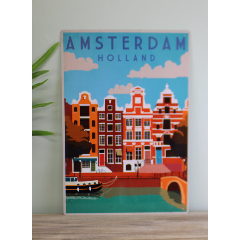 Retro Advertising Amsterdam Travel Sign