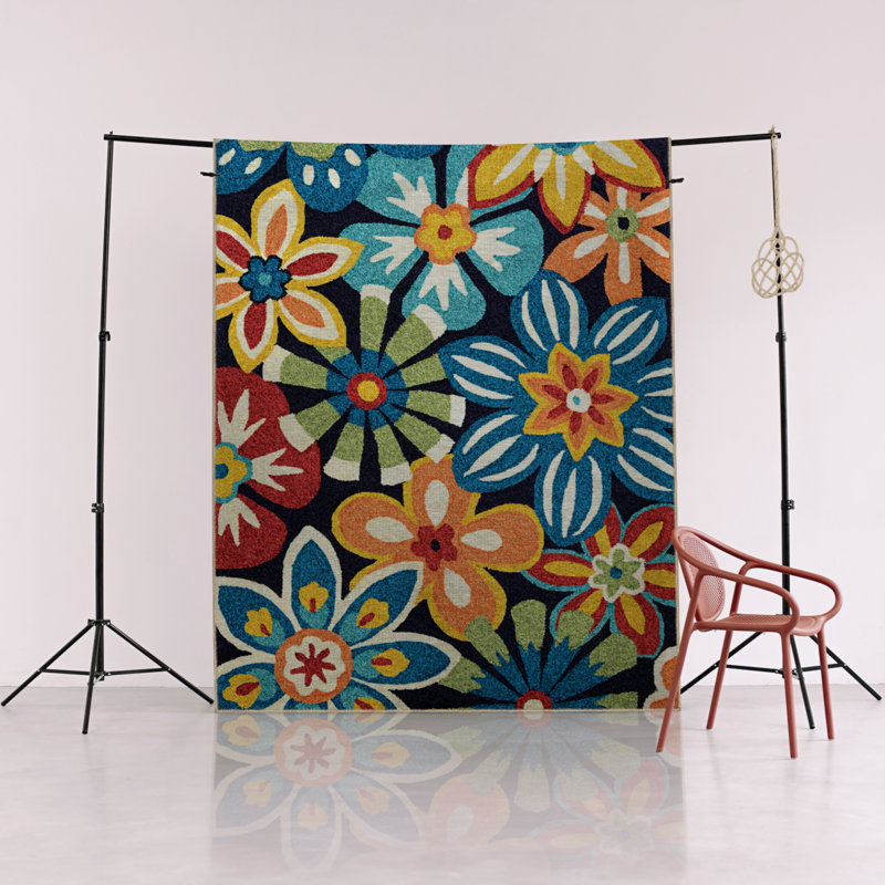 Tapis décoratif moderne à motif floral, Rectangle 5 pi x 9 pi 11 po
